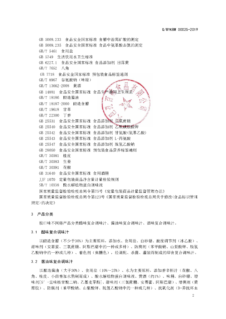 Q/WYKBW 0002S-2019 标准预览