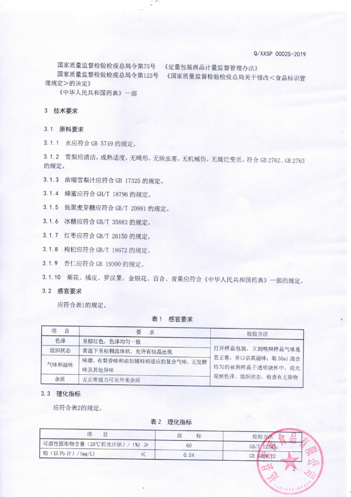 Q/XXSP 0002S-2019 标准预览