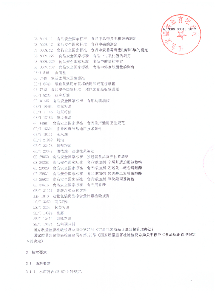 Q/ZBBS 0001S-2019 标准预览