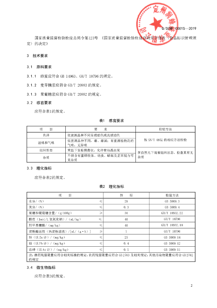 Q/DZRF 0001S-2019 标准预览