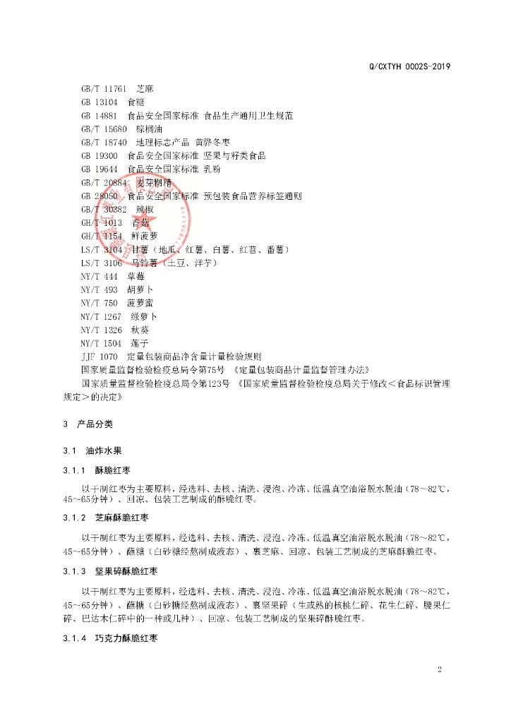 Q/CXTYH 0002S-2019 标准预览