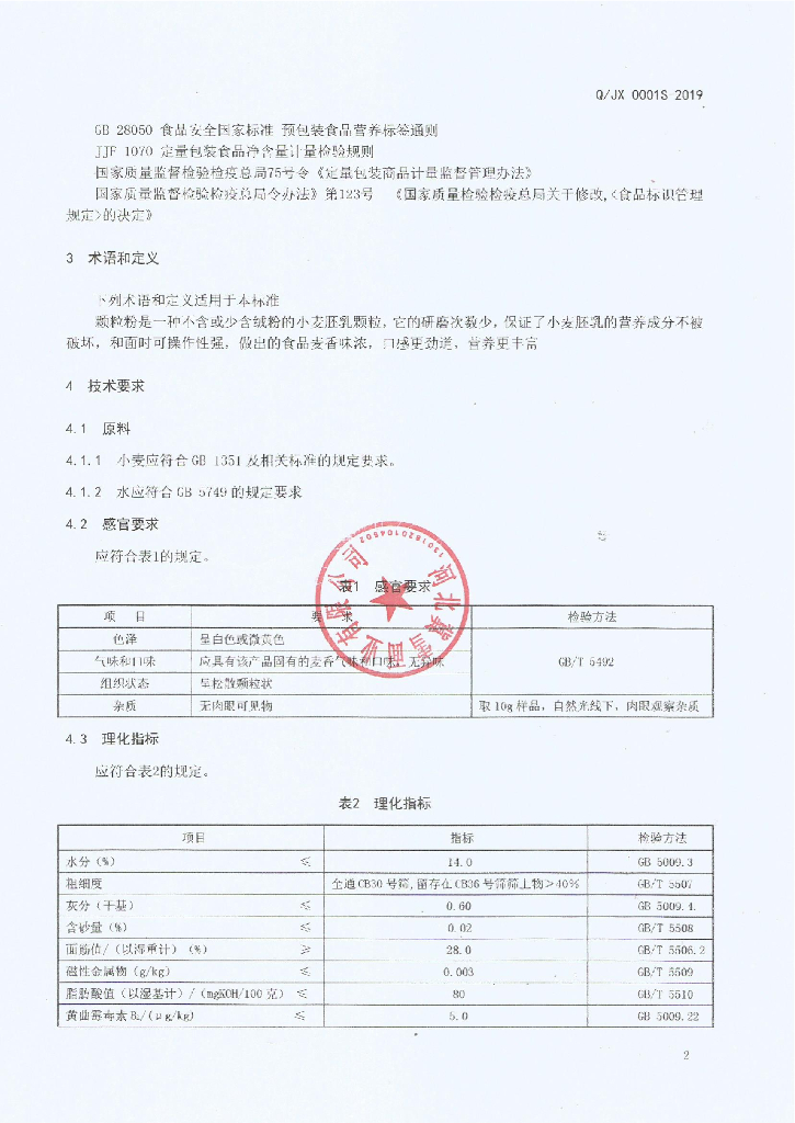 Q/JX 0001S-2019 标准预览