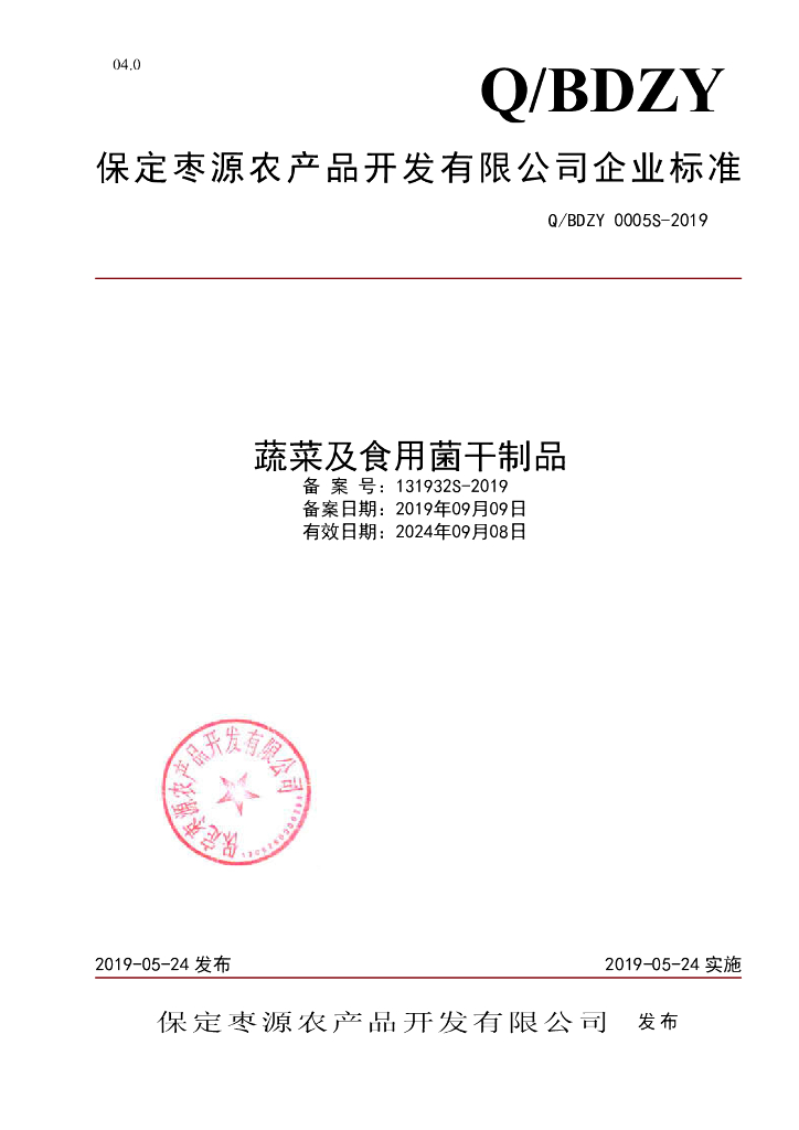Q/BDZY 0005S-2019 标准预览