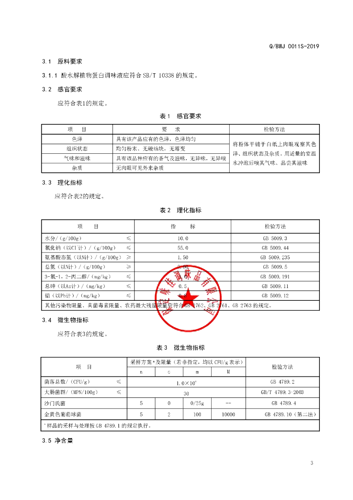 Q/BWJ 0011S-2019 标准预览