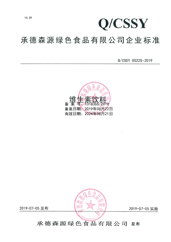 Q/CSSY 0022S-2019 标准预览