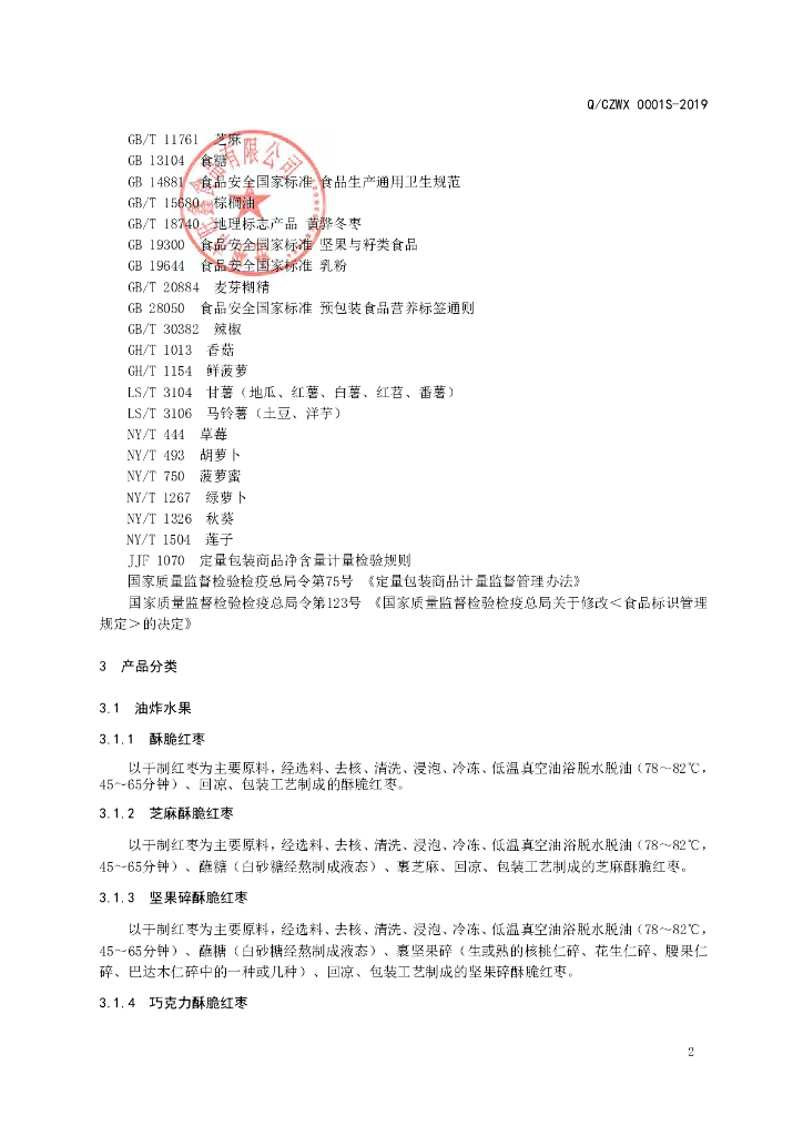 Q/CZWX 0001S-2019 标准预览