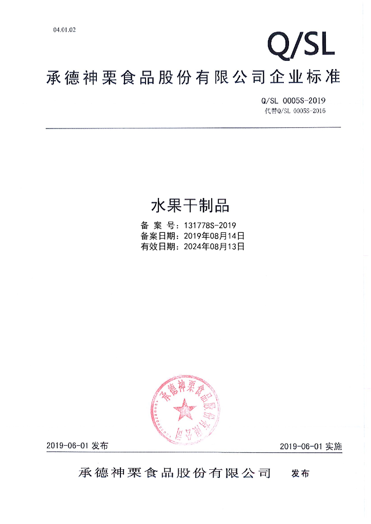 Q/SL 0005S-2019 标准预览