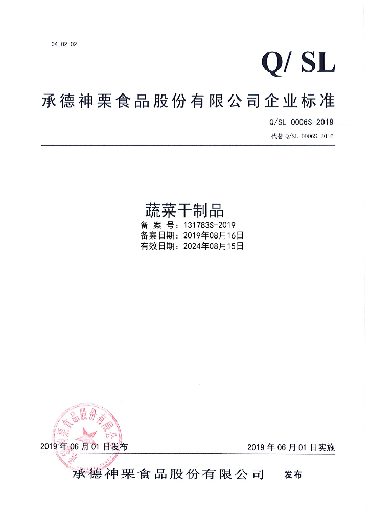 Q/SL 0006S-2019 标准预览