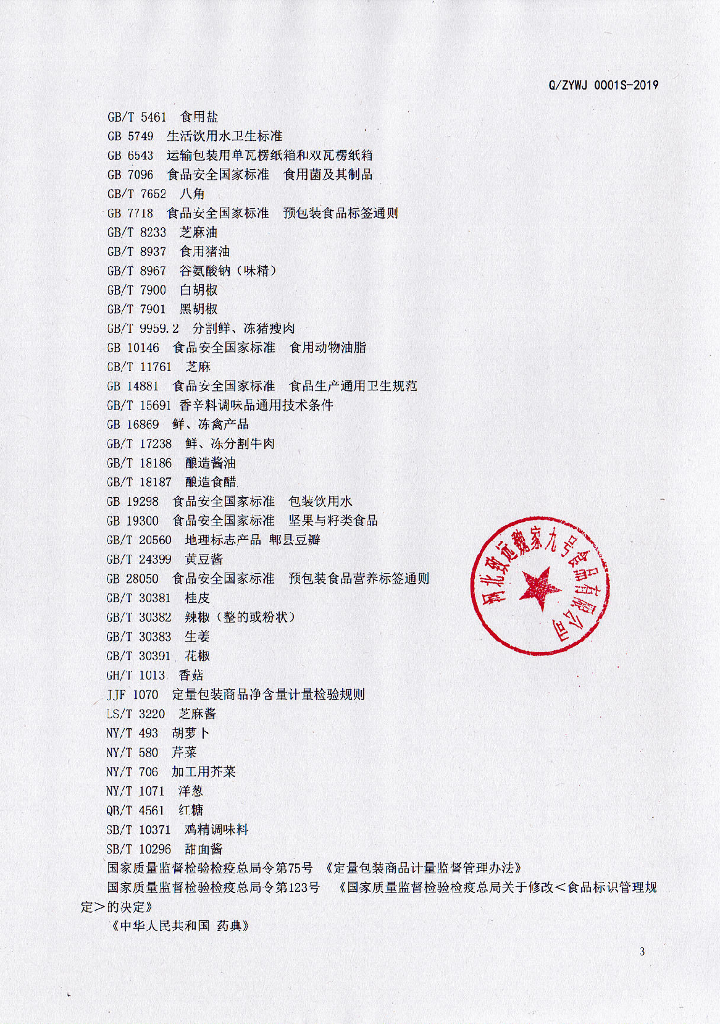 Q/ZYWJ 0001S-2019 标准预览