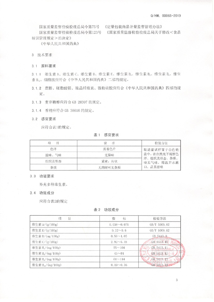 Q/HWL 0006S-2019 标准预览