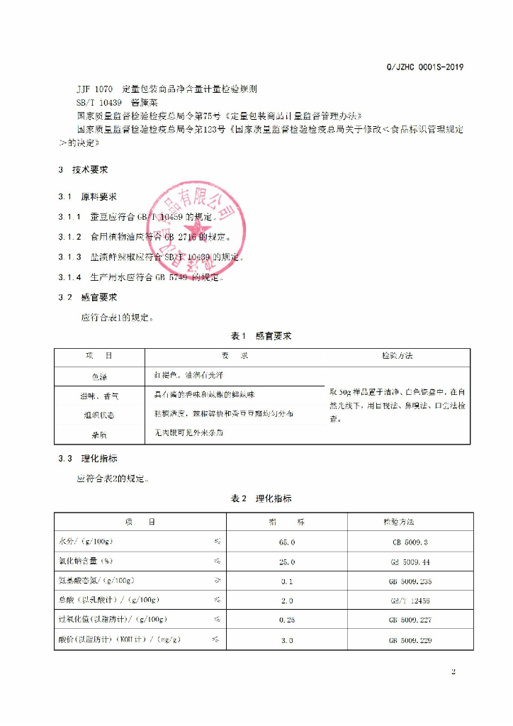 Q/JZHC 0001S-2019 标准预览