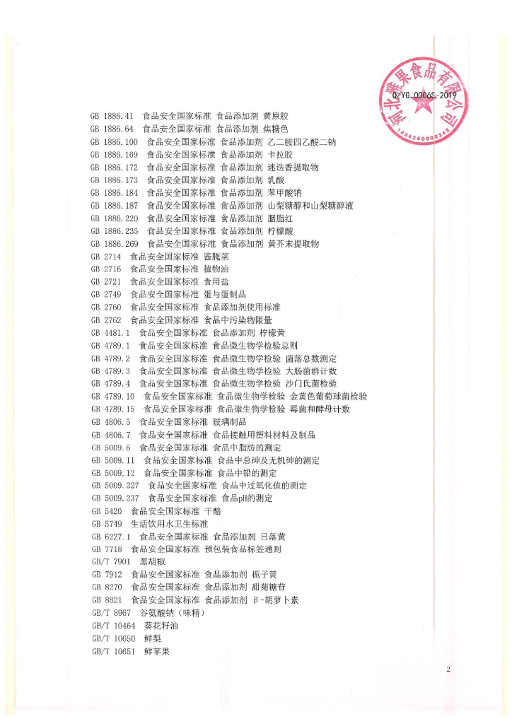 Q/YG 0006S-2019 标准预览