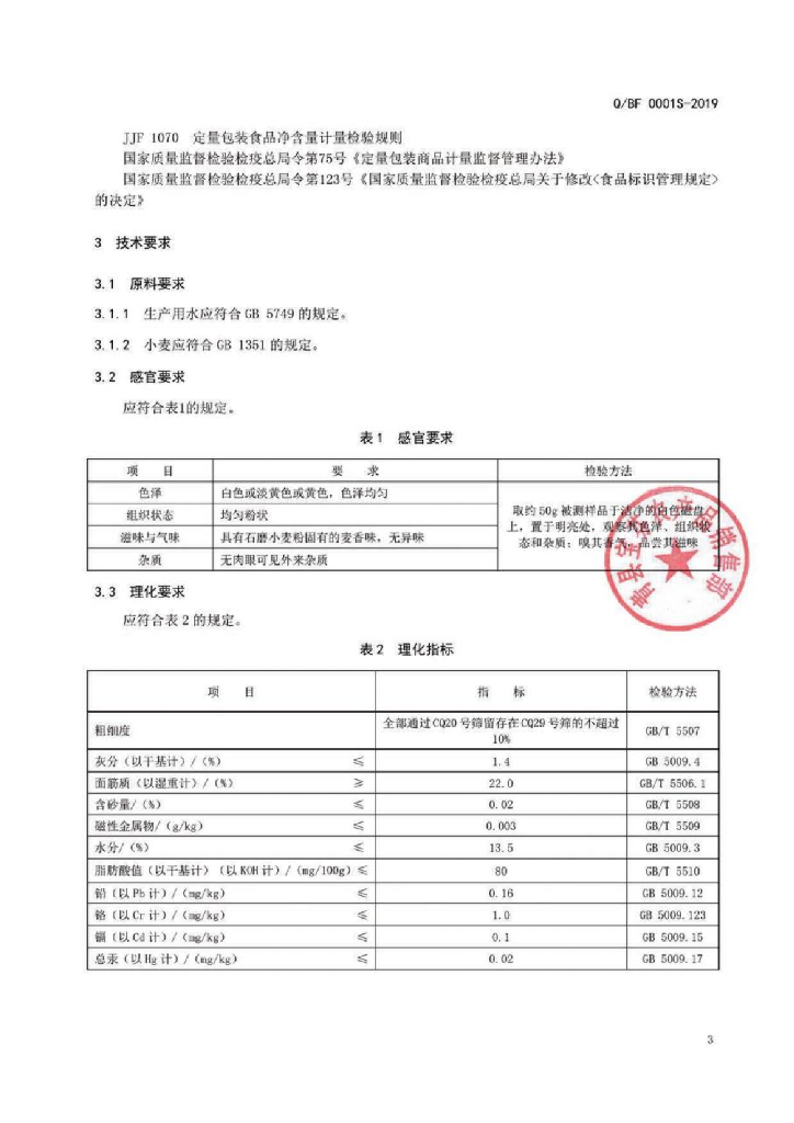 Q/BF 0001S-2019 标准预览