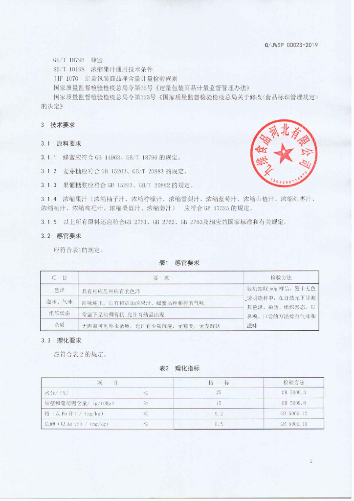 Q/JWSP 0002S-2019 标准预览