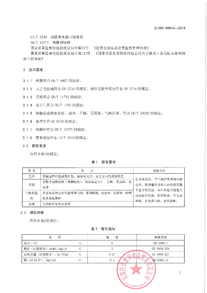 Q/SBH 0001S-2019 标准预览