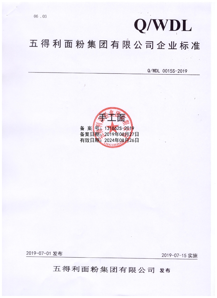 Q/WDL 0015S-2019 标准预览