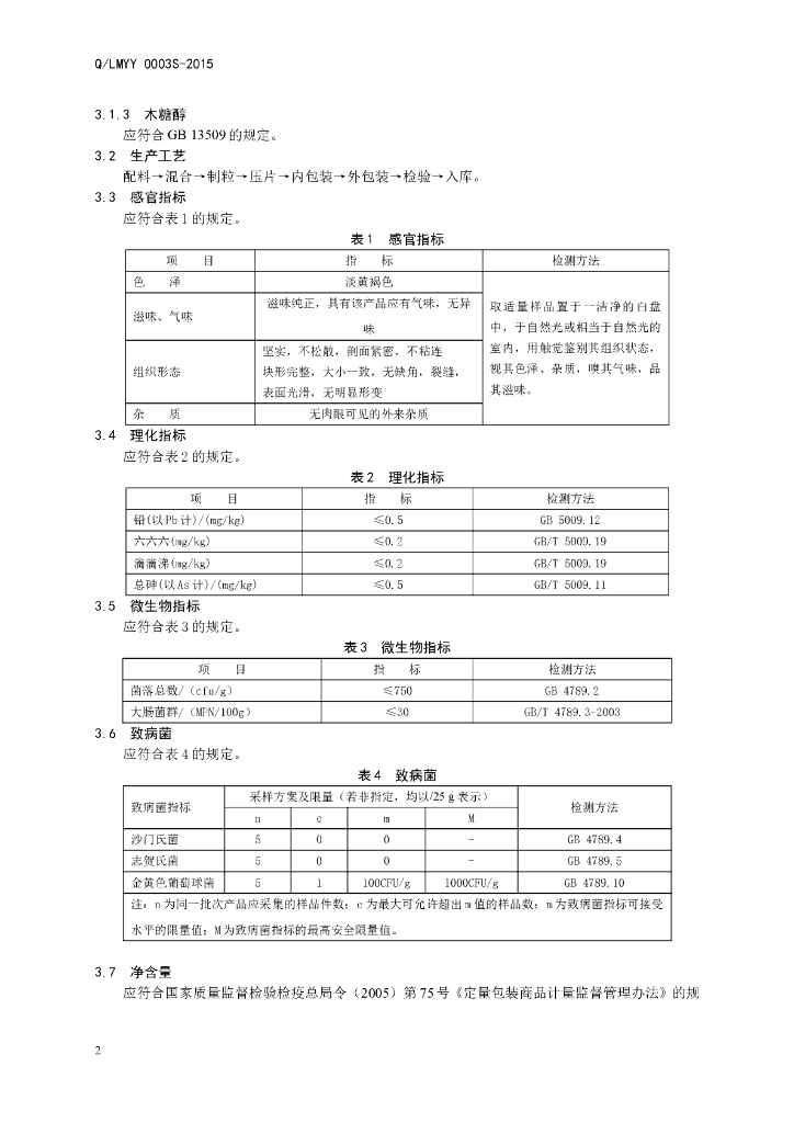 Q/LMYY 0003S-2015 标准预览