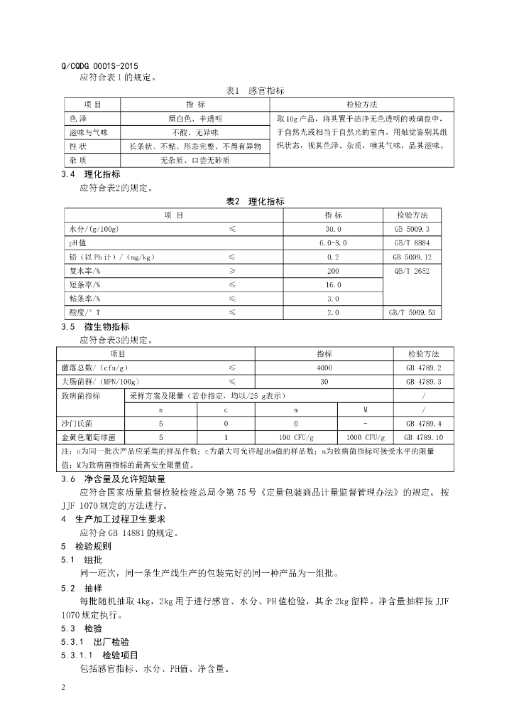 Q/CQDG 0001S-2015 标准预览