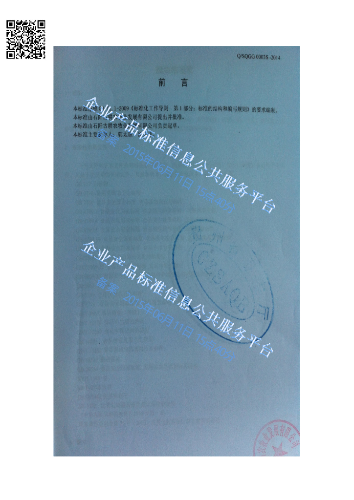 Q/SQGG 0003S-2014 标准预览