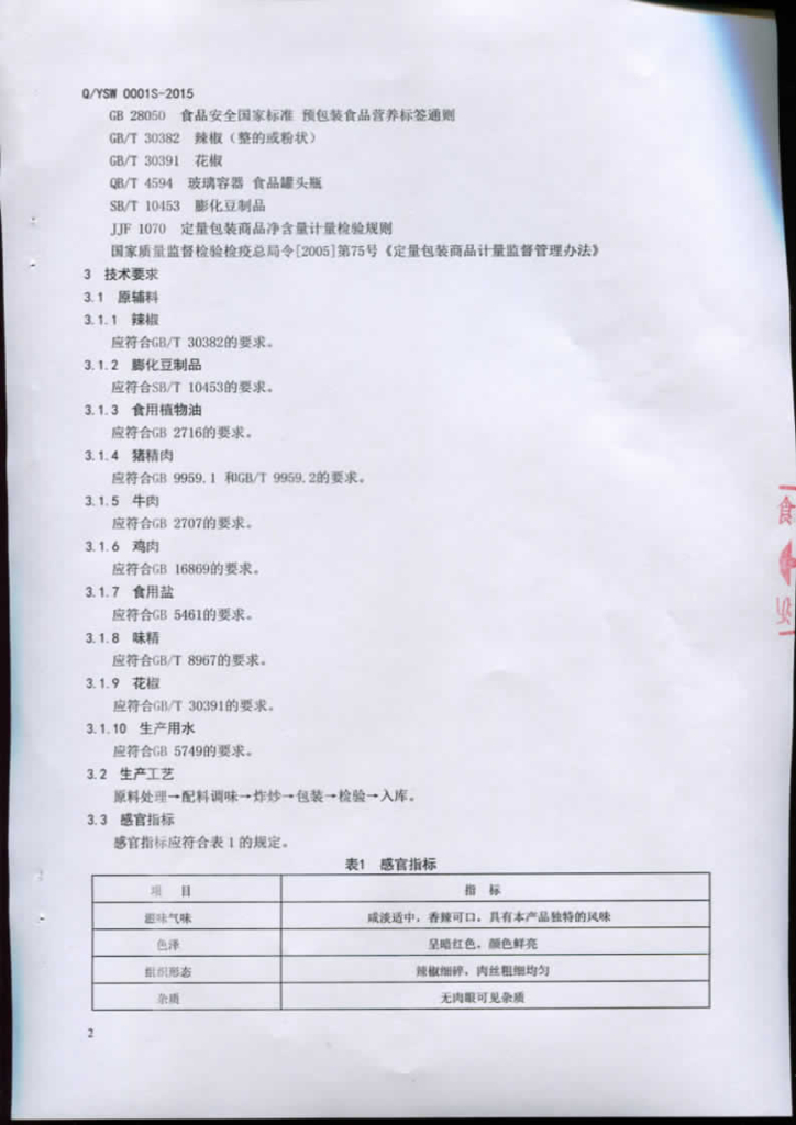 Q/YSW 0001S-2015 标准预览
