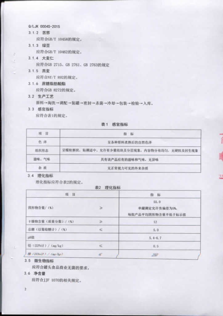 Q/LJK 0004S-2015 标准预览