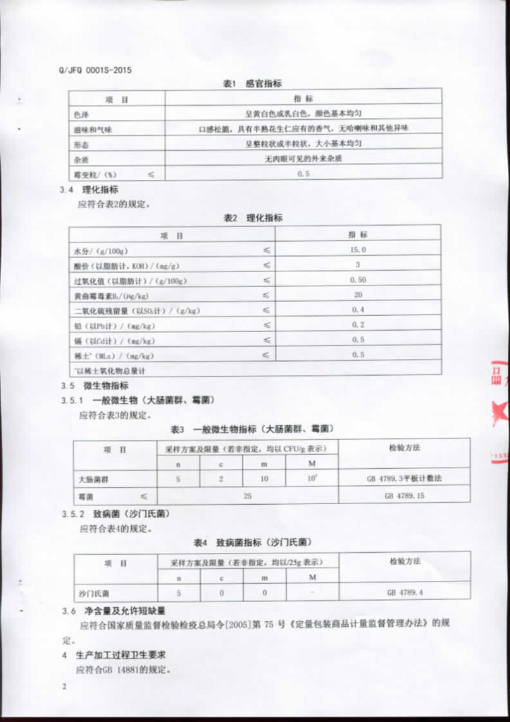 Q/JFQ 0001S-2015 标准预览