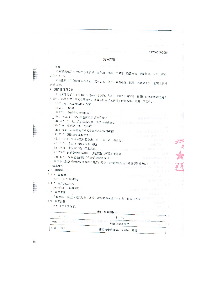 Q/JRY 0001S-2015 标准预览