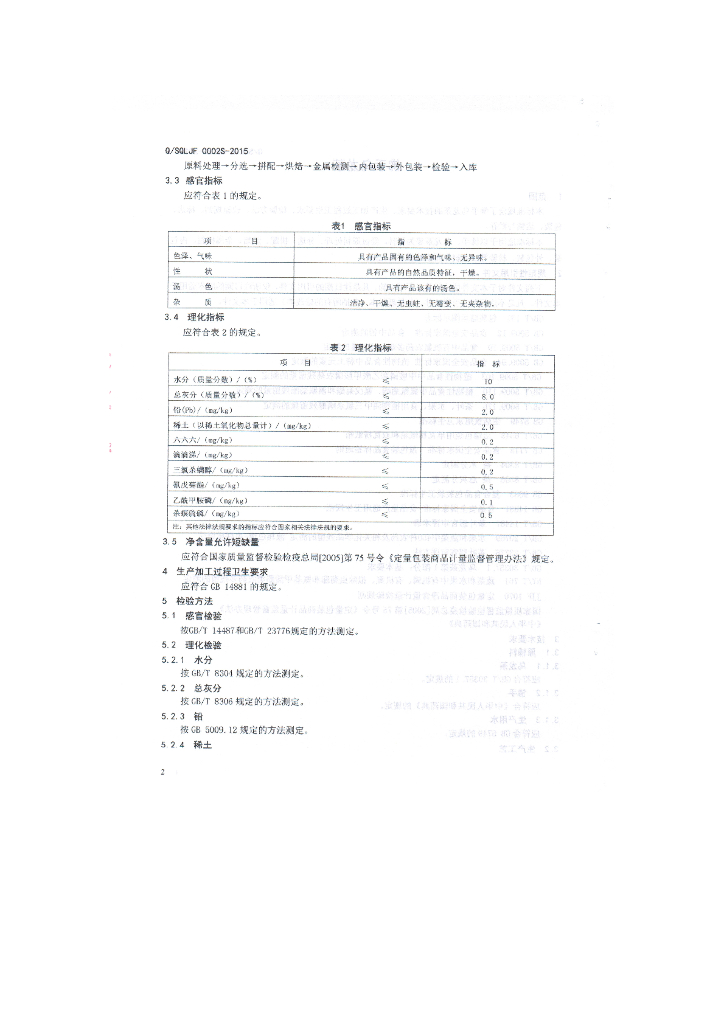 Q/SQLJF 0002S-2015 标准预览