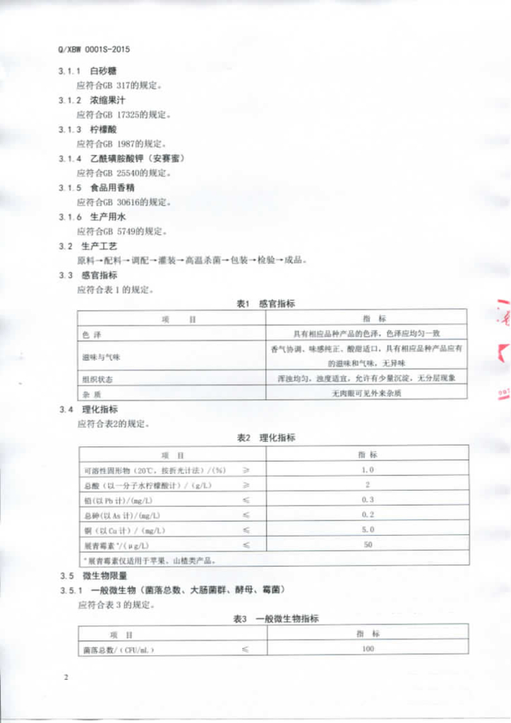 Q/XBW 0001S-2015 标准预览