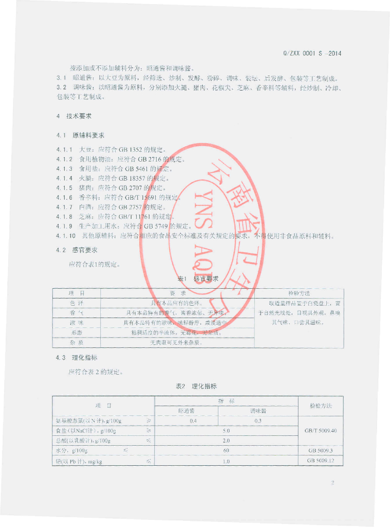 Q/ZXX 0001S-2014 标准预览
