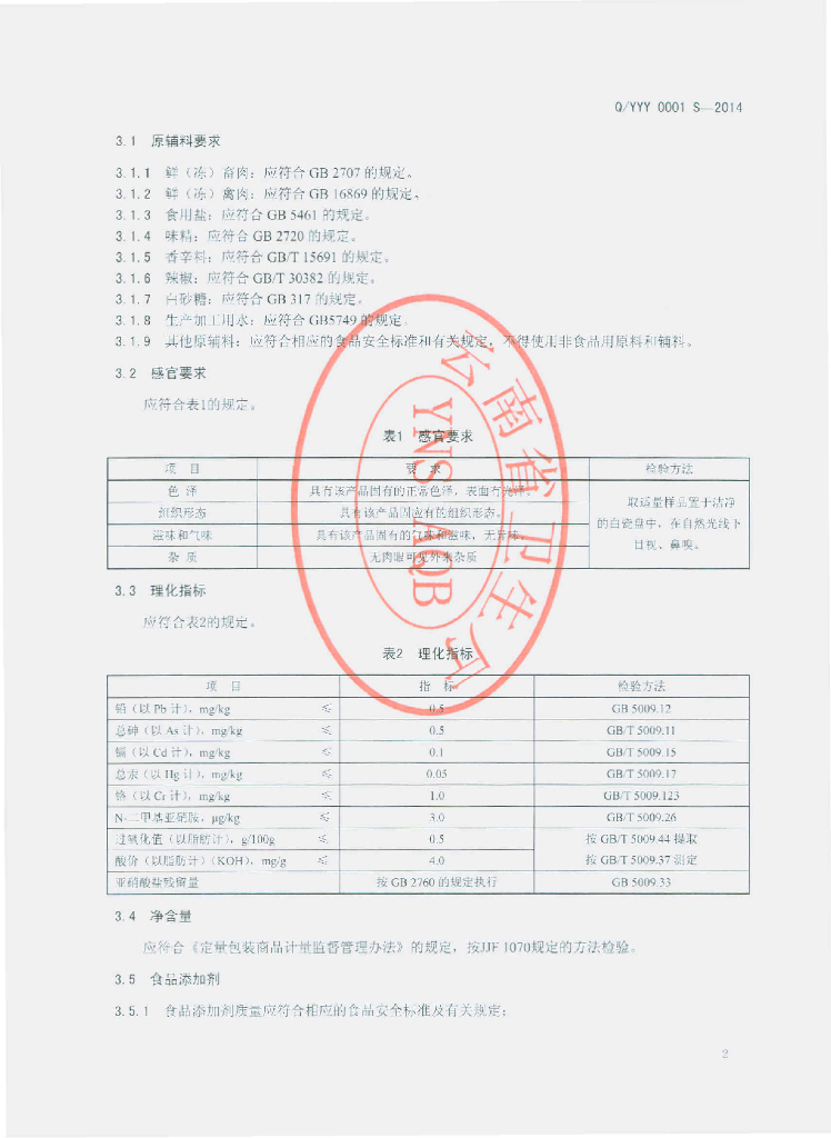 Q/YYY 0001S-2014 标准预览