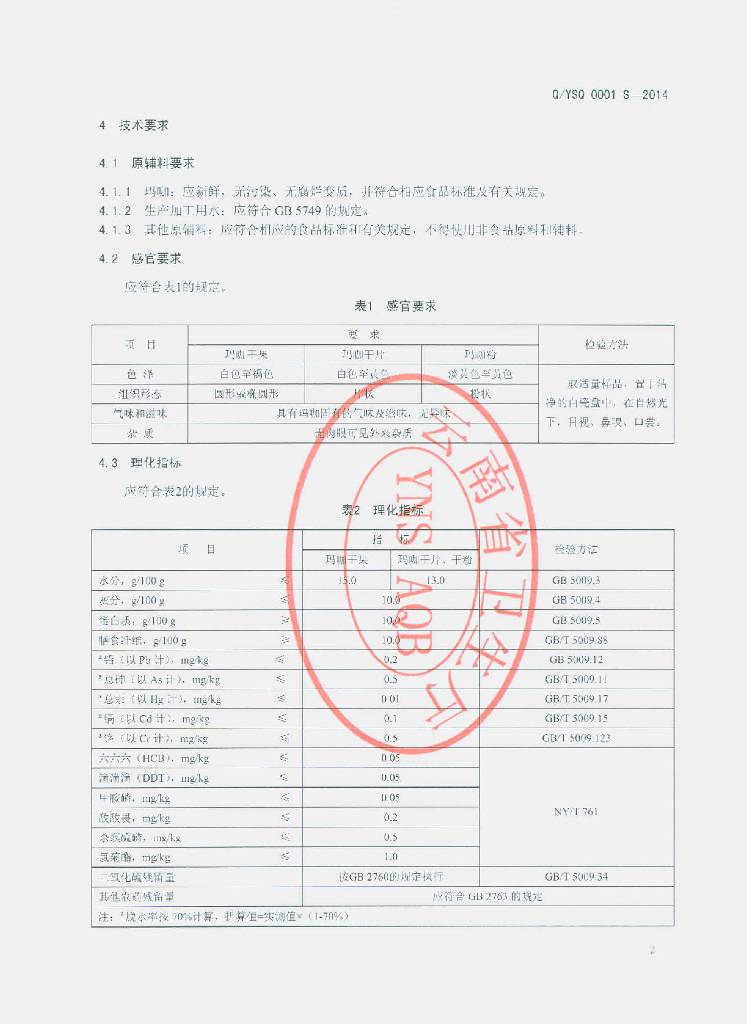 Q/YSQ 0001S-2014 标准预览