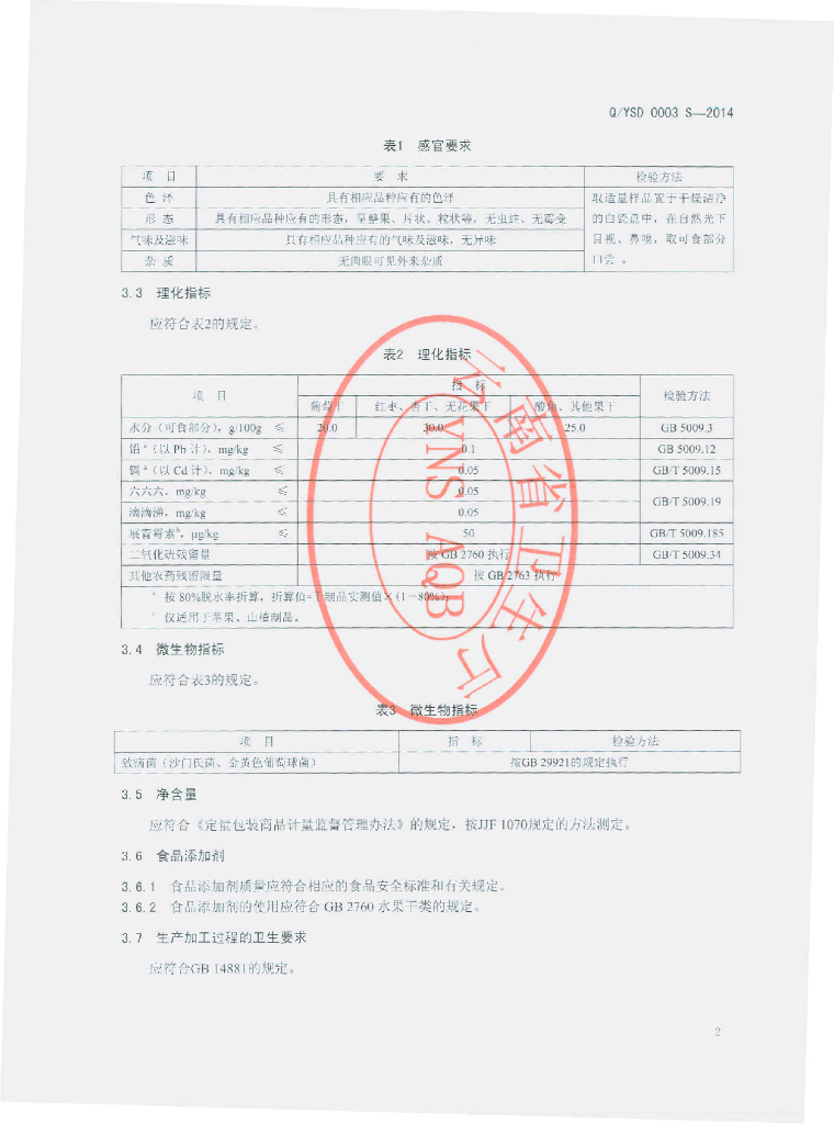 Q/YSD 0003S-2014 标准预览