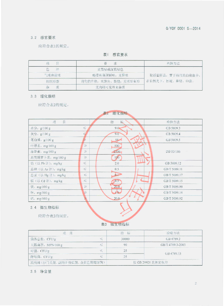 Q/YQY 0001S-2014 标准预览