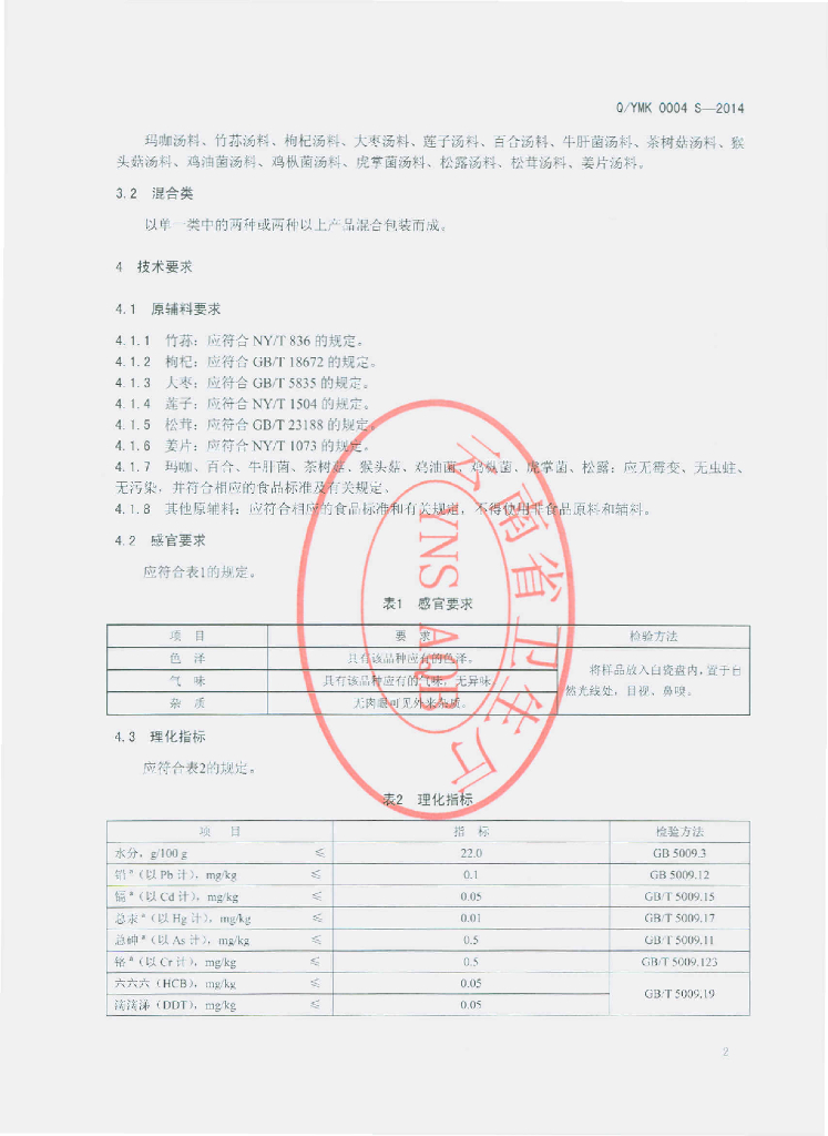 Q/YMK 0004S-2014 标准预览