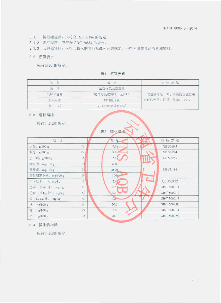 Q/YHK 0005S-2014 标准预览
