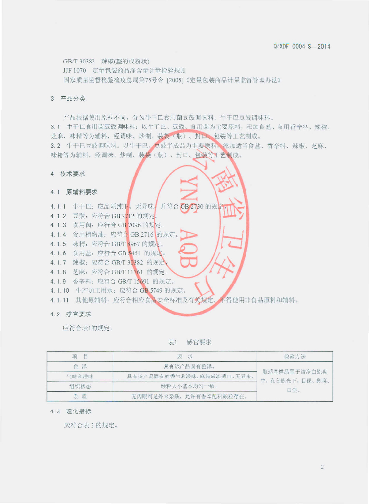 Q/XDF 0004S-2014 标准预览