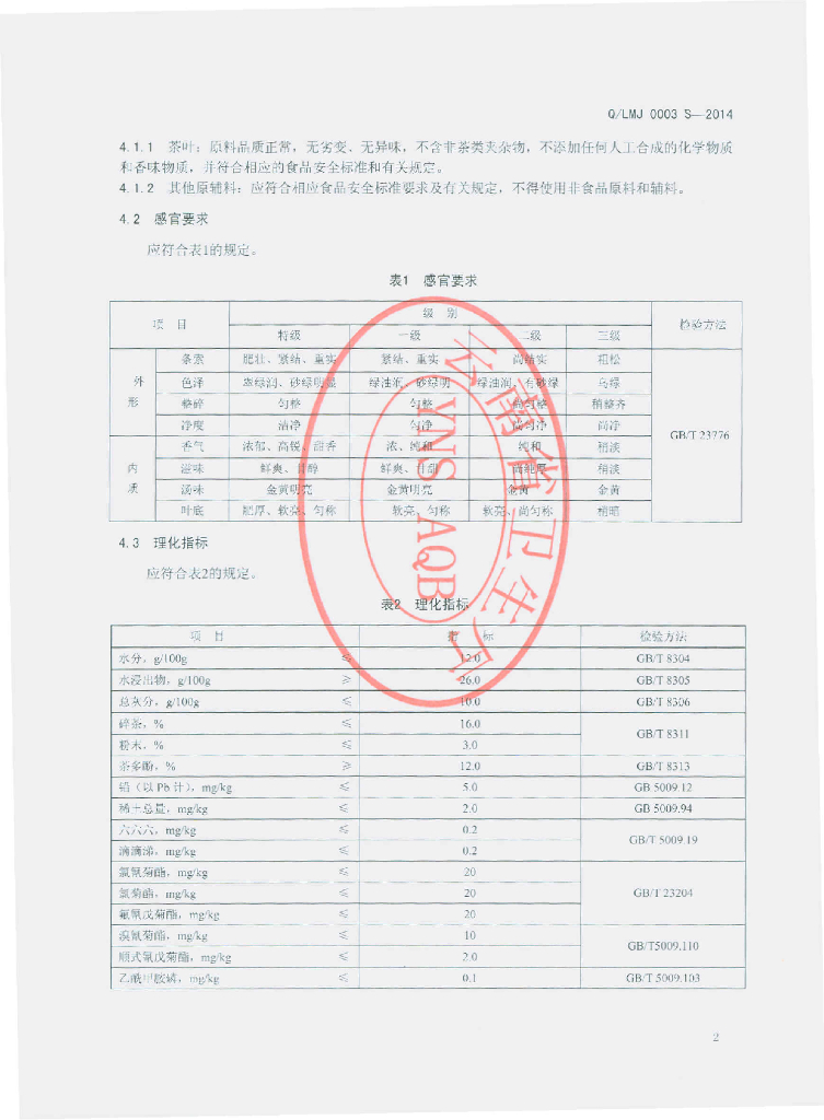 Q/LMJ 0003S-2014 标准预览