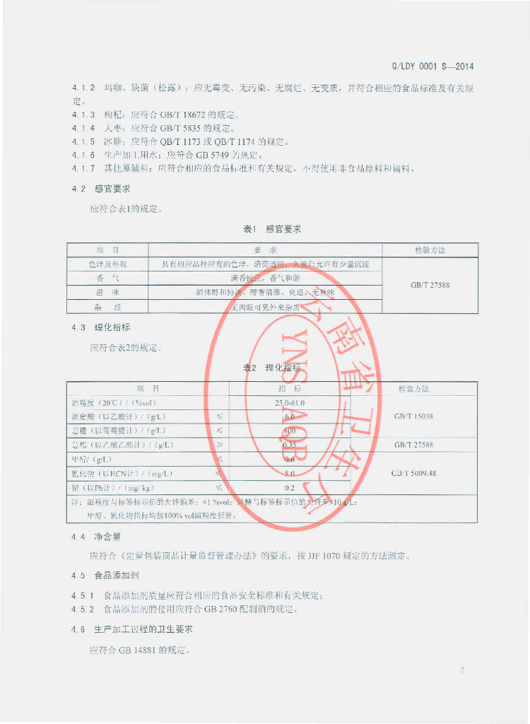 Q/LDY 0001S-2014 标准预览