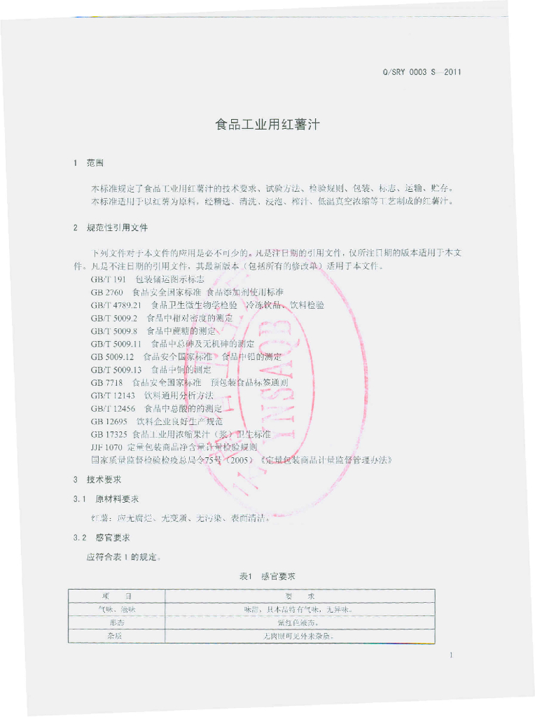Q/SRY 0003S-2011 标准预览