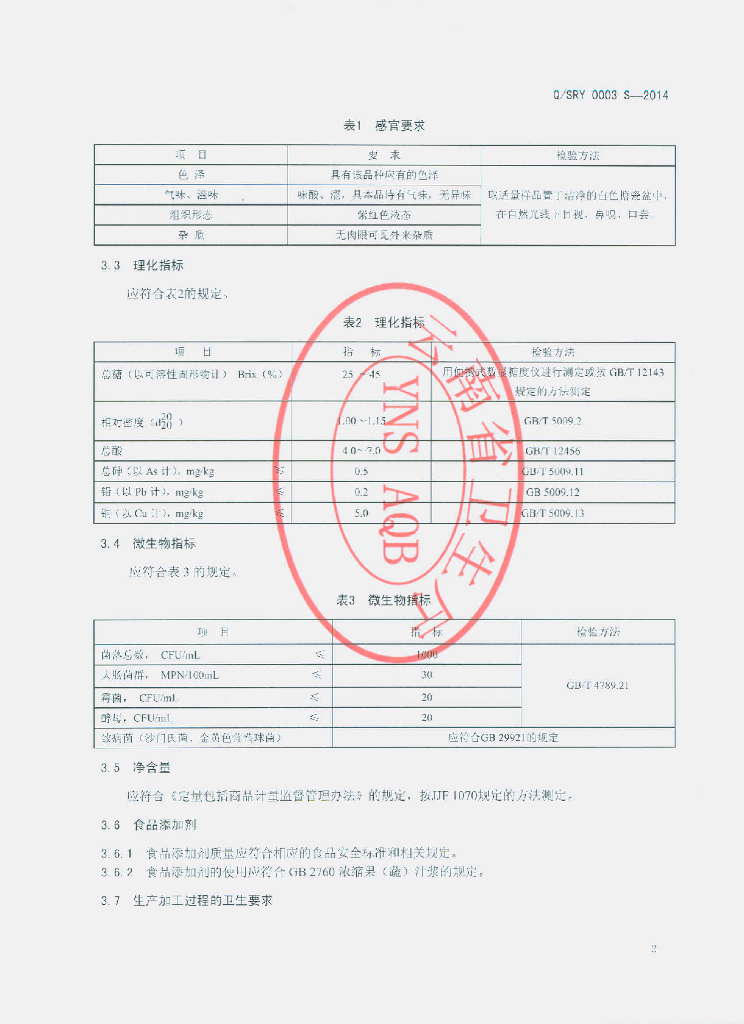 Q/SRY 0003S-2014 标准预览