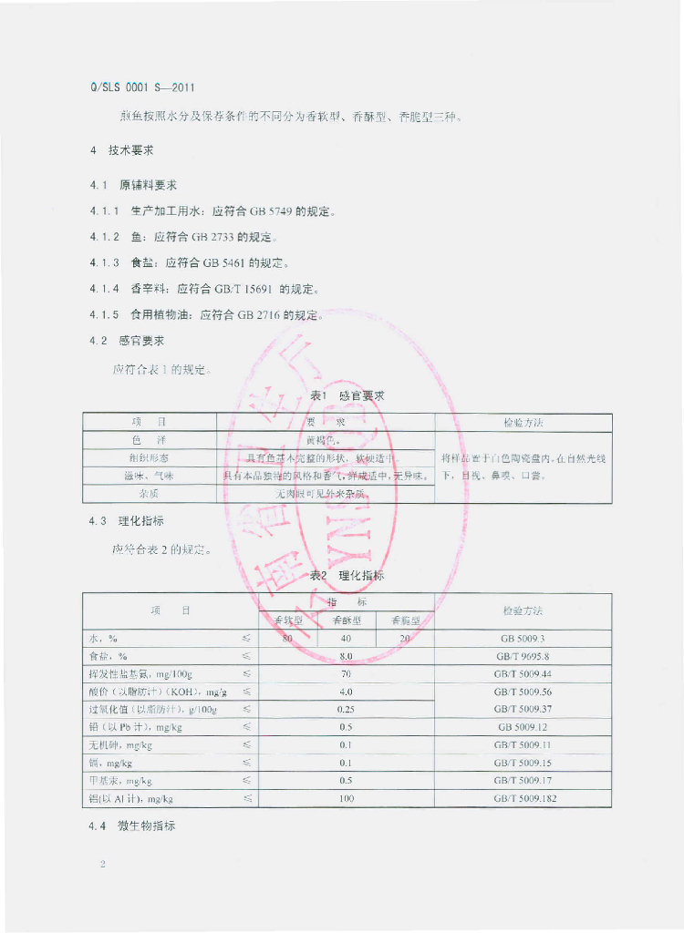 Q/SLS 0001S-2011 标准预览