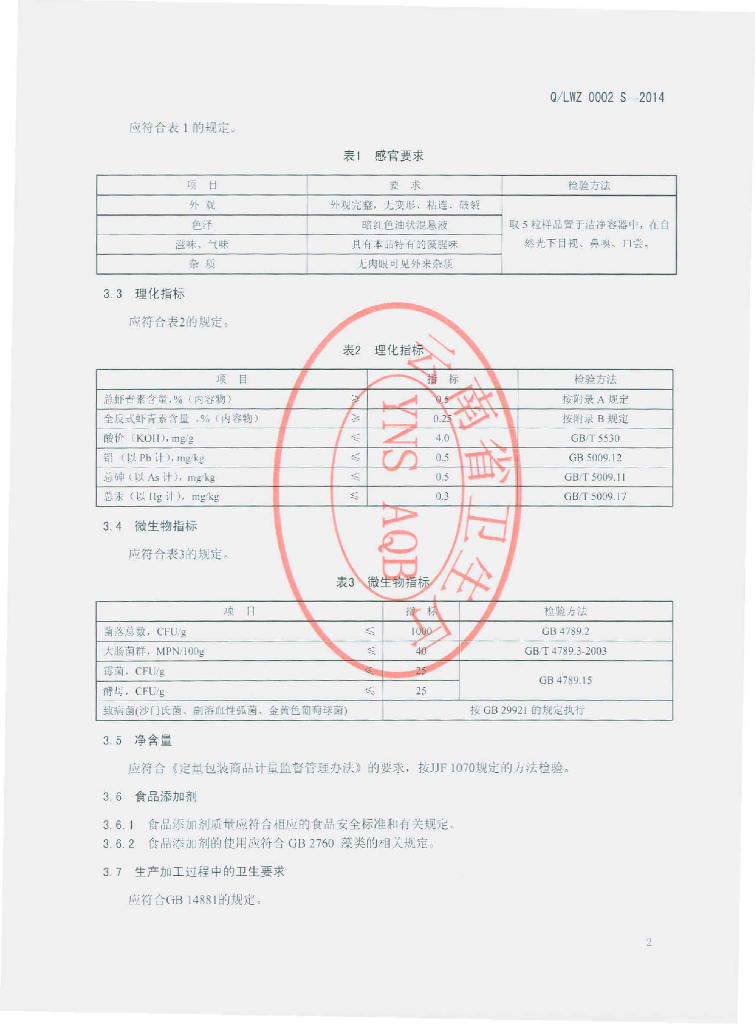 Q/LWZ 0002S-2014 标准预览