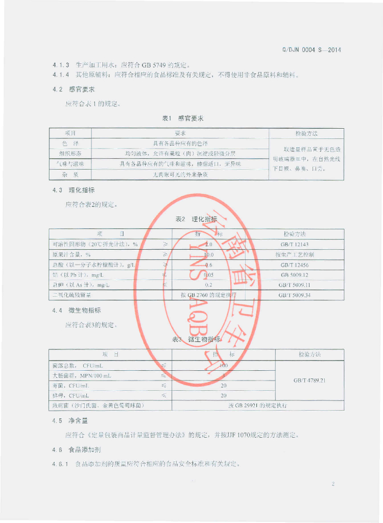 Q/DJN 0004S-2014 标准预览