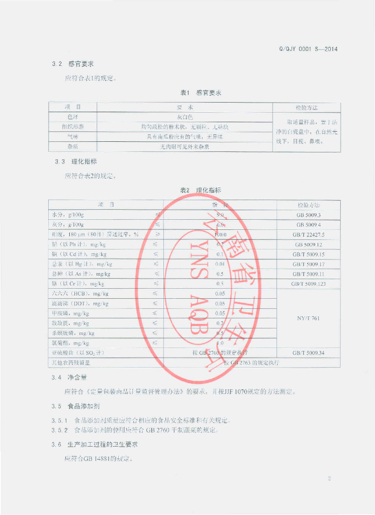 Q/QJY 0001S-2014 标准预览