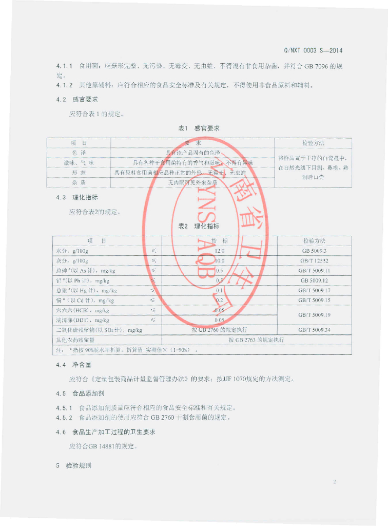 Q/NXT 0003S-2014 标准预览