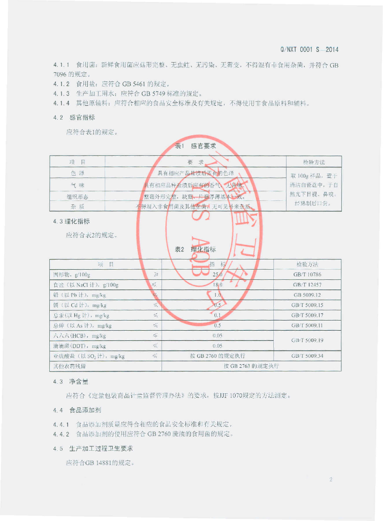 Q/NXT 0001S-2014 标准预览