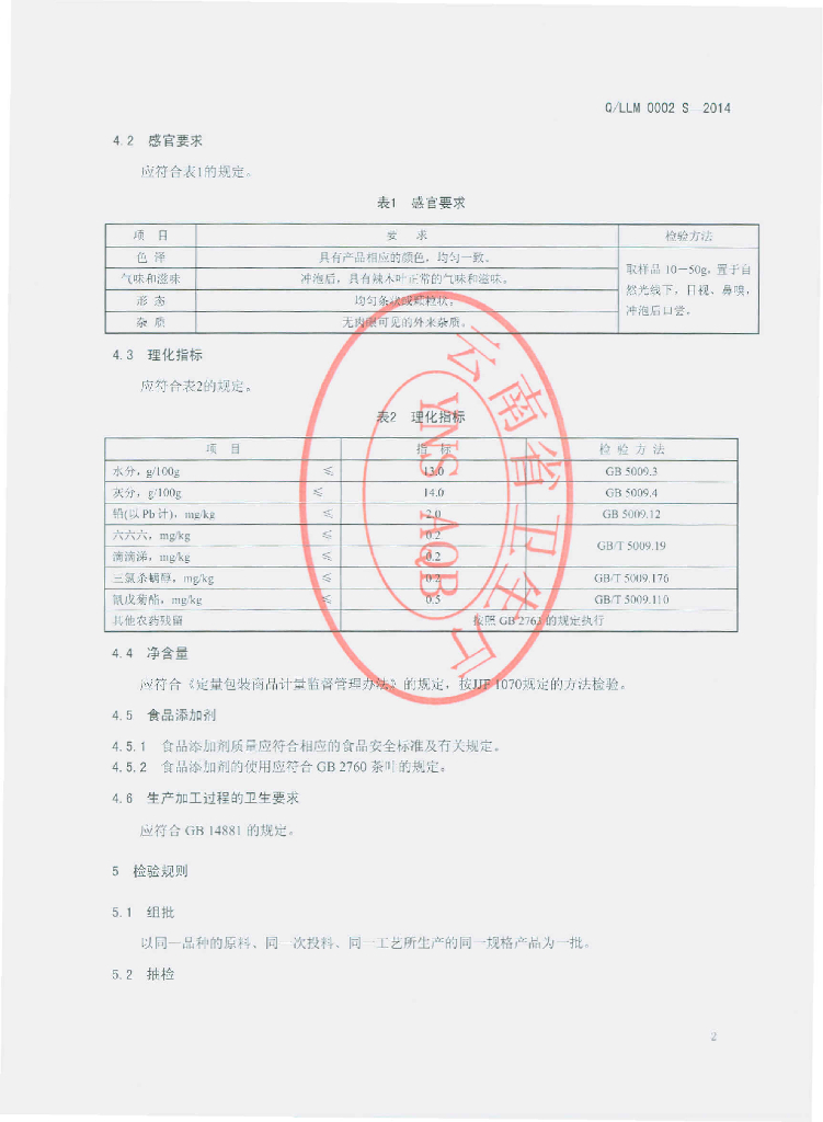 Q/LLM 0002S-2014 标准预览