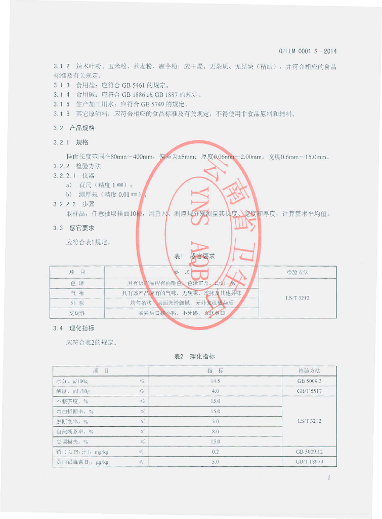 Q/LLM 0001S-2014 标准预览