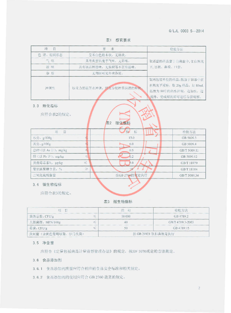 Q/LJL 0003S-2014 标准预览